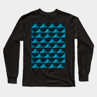 Paper Hats Pattern Blue Long Sleeve T-Shirt